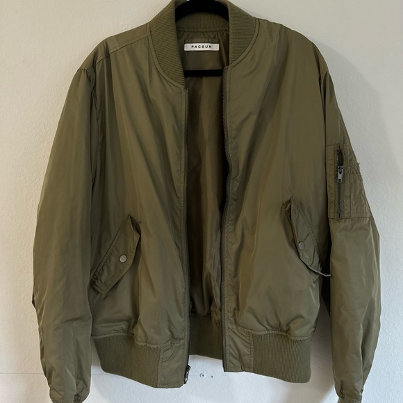 Military Green Bomber Jacket - Picture 3 of 3